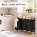 HOOBRO Laundry Sorter 3 Section, Laundry Hamper with Wheels, 3 × 11.5 Gal (43.5 L), Rolling Laundry Basket, Pull-Out and Removable Oxford Fabric Laundry Bags, Rustic Brown and Black BF76XY01 by CozyNest Decor