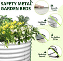 A ANLEOLIFE 2-Pack 4ft x 18” Tall Galvanized Raised Garden Beds Outdoor, Round Metal Planter Box for Planting Vegetables Flowers Herb, Anti-Rust & Easy-Setup, Antique White by GreenHaven Gardens