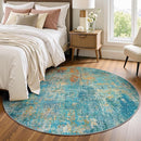 Washable Area Rugs 6ft Non-Slip Modern Abstract Soft for Living Room Entryway Bedroom Nursery, Print Pattern, Teal Blue Green Orange Rust Red Colorful by TinyTreasures Baby Boutique
