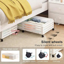 Under Bed Storage with Wheels-Large Bamboo Underbed storage Containers with Large Dust Bag Stackable Under the Bed Shoe Storage Bins for Clothes Books Bedding (2 Packs White, 33.07"L×16.54"W× 6.5"H) by CozyNest Decor