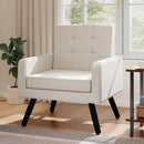 Kromax Mid-Century Modern Accent Chair for Living Room, 496 Lb. Weight Capacity, Dual Armrests, Comfy Extra Large Seat, Timeless Style Perfect for Reading & Relaxing, Beige by CozyNest Decor