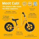 Retrospec Cub Toddler 12" Balance Bike, 18 Months - 3 Years Old, No Pedal Beginner Kids Bicycle for Girls & Boys, Flat-Free Tires, Adjustable Seat, & Durable Frame by TinyTreasures Baby Boutique