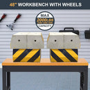 HABUTWAY Height Adjustable Workbench with Wheels 48" x 24" 2000 Lbs Capacity Solid Wood Work Station Heavy-Duty Rolling Work Tables for Garage Party Shop Office by GreenHaven Gardens