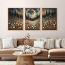 HPINUB Wildflower Moon Pine Tree Framed Canvas Wall Art Set,Nature Forest Wall Decor,Mystical Starry Night Artwork Rustic Mountain Landscape Art Print for Living Room,Bedroom,Office-24 x36 x3 by CozyNest Decor