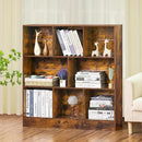 LEYAOYAO 8 Cube Bookshelf with Base,3 Tier Mid-Century Modern Brown Bookcase,Standing Wide Bookshelves Storage Organizer Shelf,Rustic Wood Display Cabinet Book Shelves for Bedroom,Living Room,Office by CozyNest Decor