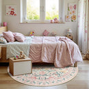 Wonnitar Pink Floral Round Rugs 5ft, Soft Circle Rug Non Slip Washable Round Carpet, Boho Non-Shedding Flower Distressed Circle Carpets for Bedroom Girls Room Nursery by TinyTreasures Baby Boutique