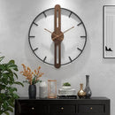 Modern Walnut Dial Wall Clock, Wood Large Wall Clock Decor Metal Frame Silent Non Ticking for Living Room, Bedroom, Kitchen, Study Decoration, Handmade Home Present Idea, 20 in （50 cm） by CozyNest Decor