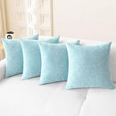CaliTime Throw Pillow Covers Decorative 18 X 18 Inches Pack of 4 Cozy Chenille Cushion Cases for Couch Sofa Bed Living Room Home Light Blue Grey by CozyNest Decor