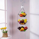 3-Tier Wire Fruit Hanging Basket 2 Packs,non-Punching Wall Hanging Storage,Kitchen Bathroom Organization Basket,Suitable for Bathroom,Kitchen,Closet,Garden,Black by CozyNest Decor