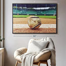 ElephantStock Baseball In Stadium Wall Art - Horizontal Framed Canvas - 1-Piece Living Room Wall Decor - Car Photography Canvas Print - Brown and Beige Decor for Wall - 37" X 25" by CozyNest Decor