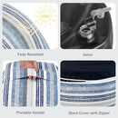 LVTXIII Outdoor Inflatable Ottoman, Fade-Resistant Round Footrest Stool D31”x H14”, Portable Patio Pouf for Garden Camping or Home Use, Stripe Layered Blue by CozyNest Decor