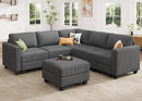 HONBAY Corduroy Modular Sectional Couch with Storage L-Shaped Sectional Couches for Living Room 6 Seater Modular Sofa, Dark Gray by CozyNest Decor
