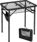 REDCAMP Small Folding Grill Table for Outside, 3 Heights Adjustable Lightweight Portable Metal Aluminum Outdoor Grill Table for Camping Picnic Cooking BBQ, Black 24x16 inches by GreenHaven Gardens