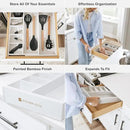 Adjustable Kitchen Drawer Organizer for Utensils and Junk, Food-Safe Contract Grade with 100% Sustainable Wood, Expandable from 10.5 to 19 Inches Wide - White Bamboo by CozyNest Decor