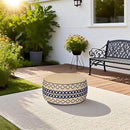 Outdoor Inflatable Ottoman with Air Pump, Embroidery Patio Footrest Stool D21”x H9”, Round Pouf Ottoman with Portable Handle Suitable for Garden, Camping, Bedroom, Living Room by CozyNest Decor
