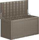 Multi-Functional 100 Gallon Patio Storage Bench - Waterproof Outdoor Deck Box & Storage Cabinet, Lockable Resin Chest for Pool/Garden Accessories, UV-Resistant, Weathered Grey by GreenHaven Gardens