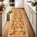 Floral 2x10 Area Rug Machine Washable Soft Print Boho Carpet Non Slip Doormat Low Pile Flower Area Rugs for Living Room Bedroom Nursery Kitchen Dining Room Indoor-Yellow/Orange by TinyTreasures Baby Boutique
