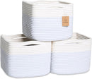 NaturalCozy Storage Cubes 9”x9”x7”Cotton Rope Woven Baskets for Organizing 3-Pack | 9 Inch Cube Storage Bin | Small Basket for Shelf Nursery, Pantry, Decorative Plant, Bathroom Closet, Toy Gift by TinyTreasures Baby Boutique