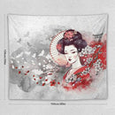 Japanese Geisha Tapestry Asian Red Cherry Blossom Traditional Kimono Folk Tapestries Home Decor for Living Room Bedroom Apartment Farmhouse Dorm 60"x50" by CozyNest Decor