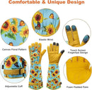 DLY Gardening Gloves for Women, Rose Gloves Gardening Thorn Proof, Long Garden Gloves for Women, Breathable Cowhide Leather Gauntlet (Small, Blue by GreenHaven Gardens