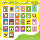 26 PCS Alphabet ABC Flash Cards with Animal Masks, Colorful Alphabet Mask Cards, Giant Letter ABC Animal Faces Flash Learning Flashcards, Interactive Education Games, Learn Letters by TinyTreasures Baby Boutique