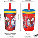 Zak Designs Spidey and His Amazing Friends Kelso Tumbler Set, Leak-Proof Screw-On Lid with Straw, Bundle for Kids Includes Plastic and Stainless Steel Cups with Bonus Sipper, 3pc Set, Non-BPA by TinyTreasures Baby Boutique