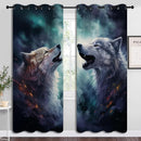 Forest Wildlife Blackout Curtains for Boys Girl Bedroom Decor,Blue Fantasy Starry Sky Howling Wolf Thermal Insulated Grommet Drapes Darkening Window Curtain for Living Room Home 84x63 inch by TinyTreasures Baby Boutique