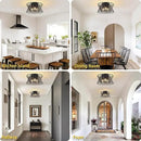 3-Lights Black Ceiling Light Vintage Geometric Chandelier Light Fixture Adjustable Metal Semi Flush Mount Lighting for Kitchen Room Dining Room Foyer by CozyNest Decor