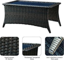 Patio Tables Wicker Coffee Table - Outdoor Rattan Coffee Tables with Glass Top for Patio Proch Deck Balcony Rectangle Brown by GreenHaven Gardens