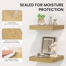 Square Floating Shelves for Wall, 12" W x 12" D x 1.2" H, Small Wooden Wall Mounted Display Shelves with Invisible Brackets for Living Room, Bedroom, Bathroom, Kitchen Decor, Set of 3, Oak by CozyNest Decor