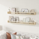 Fun Memories Nursery Book Shelves - Rustic Natural Solid Wood Floating Bookshelf for Kids - Wall Book Shelves for Kids Room (Natural, 48inch - 2P) by TinyTreasures Baby Boutique