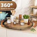 Acacia Wood 21" Lazy Susan Turntable Organizer for Table Top, Farmhouse Extra Large Round Lazy Susan for Serving Kitchen Countertop Cabinet for Charcuterie Centerpiece, Bathroom Vanity Tray Decor by CozyNest Decor