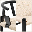 POLY & BARK Weave Dining Chairs – Mid-Century Modern Wishbone Dining Chairs with Arms, Solid Wood Frame, Indoor Use – Black – Set of 2 - Ideal for Dining Room, Kitchen or Stylish Accent Setting by CozyNest Decor