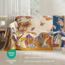 Boho Throw Blanket for Couch Sofa Bed, 100% Cotton Woven Quilt with Tassel 80”x90”, Super Soft Muslin Blanket with Floral Printed, Decorative Reversible Bed Blanket/Cover for All Seasons by CozyNest Decor