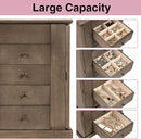 Jewelry Box for Women, 5 Layer Large Wood Jewelry Boxes & Organizers for Necklaces Earrings Rings Bracelets, Rustic Jewelry Organizer Box with Drawers and Mirror(Weathered Gray) by TinyTreasures Baby Boutique
