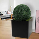 Kozyard 20'' Cube Metal Planter Steel Planter Box Black Steel Flower Pot with Saucer Partition Panel for Trees Plants Flowers Indoor Outdoor Garden Patio Deck Yard by CozyNest Decor