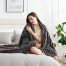 Amélie Home Faux Fur Throw Blanket for Couch, Cozy Fuzzy Fluffy Fur Luxurious Soft Striped Plush Gift Blankets for Family Sofa Chair Bed Living Room Bedroom, 60"x80", Charcoal Grey by CozyNest Decor