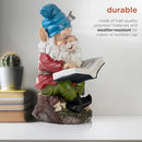 Alpine Corporation 14" Tall Outdoor Garden Gnome Reading a Book Yard Statue Decoration by GreenHaven Gardens
