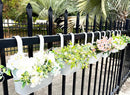 10" Hanging Flower Pots, Pack of 8 White Metal Outdoor Patio Balcony Planter, Railing Planters Fence Pot with Detachable Hook & Drainage Hole for Small Plants (White, 8Pcs) by CozyNest Decor
