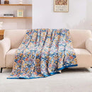 Boho Throw Blanket for Bed, 100% Cotton Soft Rustic Quilt Fall Blanket, 50"x60" Floral Printed Farmhouse Decor Bed Blankets, All Season Rustic Reversible Bohemian Throw Quilt by CozyNest Decor