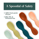Simka Rose Silicone Baby Spoons Self Feeding 6 Months - First Stage Infant Spoons for Babies & Toddlers- Baby Led Weaning Spoons Set of 6- Easy on Gums Food Training Utensils Dishwasher Microwave Safe by TinyTreasures Baby Boutique