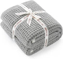 Snuggle Sac Grey Waffle Throw Blanket for Couch Bed Sofa 60x80 inches, Reversible Grey Blanket Microfiber Fluffy Fuzzy Cozy Knit Twin Blanket for Women Mothers Birthday Gifts by CozyNest Decor