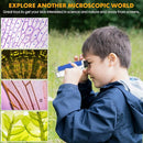 Portable Handheld Mini Microscope for Kids, 100x-250x Zoom with LED Lights, Alloy Pocket Microscope for Boys & Girls, Educational Science Kit (Blue) by TinyTreasures Baby Boutique