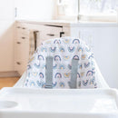 Regalo High Chair with Rainbow Seat Pad for Babies and Toddlers, Award Winning Brand, Removable Oversized Tray with Cup Holder, Five Point Harness, White by TinyTreasures Baby Boutique