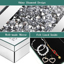 Luxury Mirrored Jewelry Box with Crushed Diamond - Glass Jewelry Box Organizer Storage for Women, Ring Holder Case for Dresser and Decorative by TinyTreasures Baby Boutique