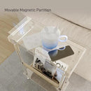 Eglaf Acrylic Narrow Side Table for Small Spaces - Slim End Table with Magazine Holder - Skinny Side Table Small Bedside Table Nightstand for Living Room Bedroom- 15.7” L x 7” W x 23.9” H, Clear by CozyNest Decor