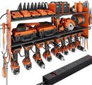 Suchtale Power Tool Organizer with Charging Station,33.2''Garage 8 Drill Holders Wall Mount,3 Layers Heavy Duty Metal Tool Shelf with 8 Outlets Power Strip, Gift for Men, Father, Orange by GreenHaven Gardens