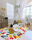 STARUIA Handprints and Footprints Large Kids Rug 5'x7', Washable Colorful Area Rug for Nursery Room, Non-Slip Play Mat Ultra Soft Indoor Carpet for Bedroom Playroom Classroom by CozyNest Decor