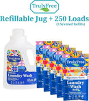 Natural Laundry Detergent for Sensitive Skin | Eco Friendly, Plant Based, Baby Clothes Safe | Clean & Easy Powder to Liquid, 5 Pack Detergent + 1 Refillable Jug | Signature Scent 250 Loads by TinyTreasures Baby Boutique