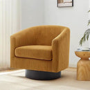 Swivel Barrel Accent Chair, Modern Round Corduroy Fabric Arm Chair for Living Room, Bedroom, Comfy Club Reading Chairs for Adults (Corduroy Orange, Set of 1) by CozyNest Decor